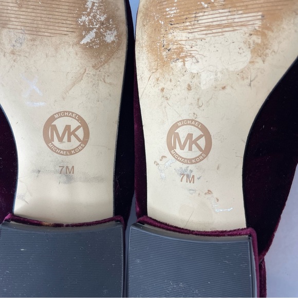 Michael Michael Kors Edie Embellished Burgandy Velvet Slides Size 7 - Picture 9 of 11